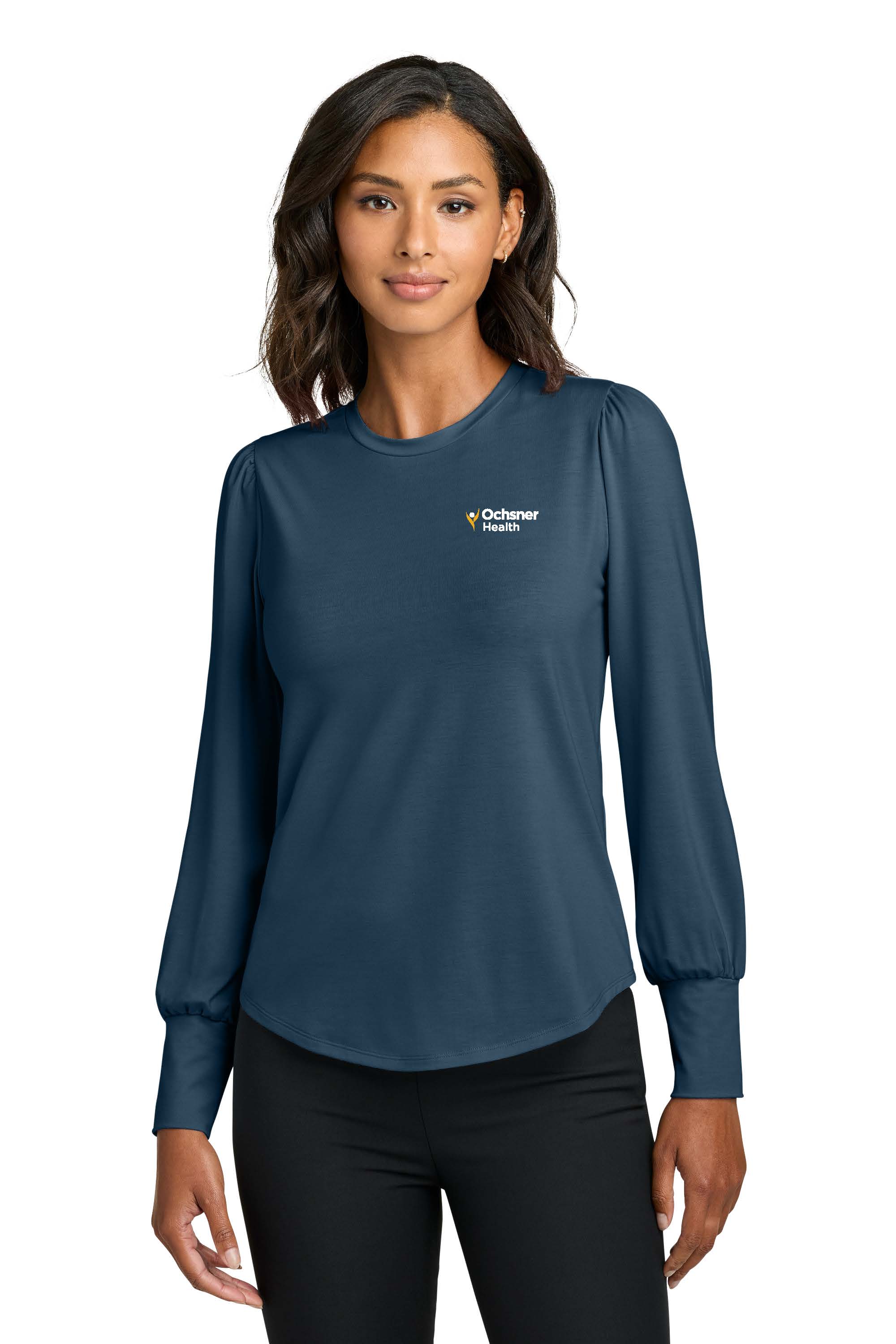 Women's Stretch Jersey Long Sleeve Blouson Top, , large image number 3